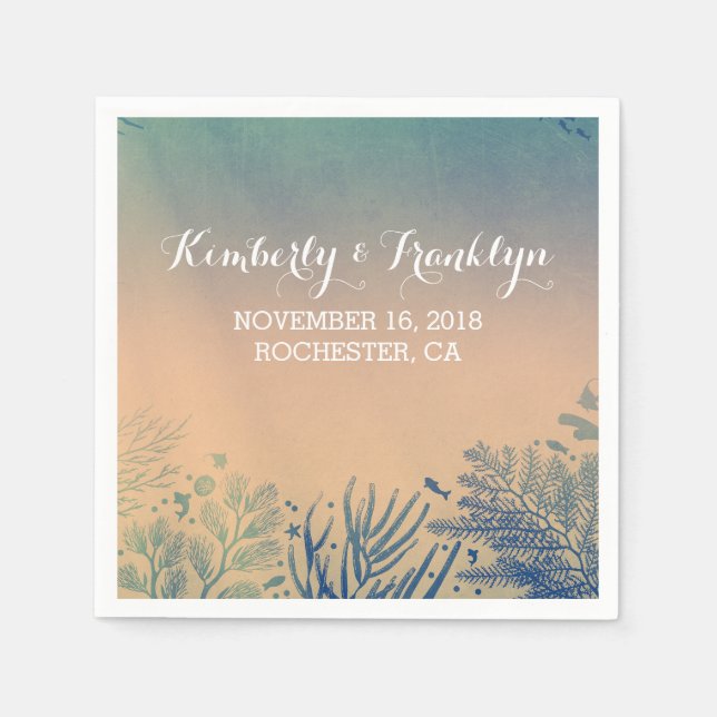 Teal Beach Wedding Napkin (Front)