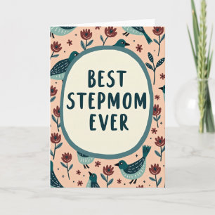 Teal Best Stepmom Floral Card