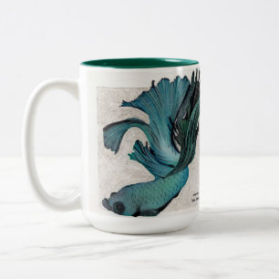 Teal Betta Fish Personalize Large Coffee Mug