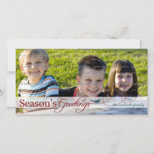 Teal Bird on Swirl Holiday Photo Card