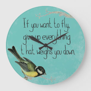 Teal bird wall clock Motivational inspirational