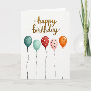 Teal Birthday Balloons Card