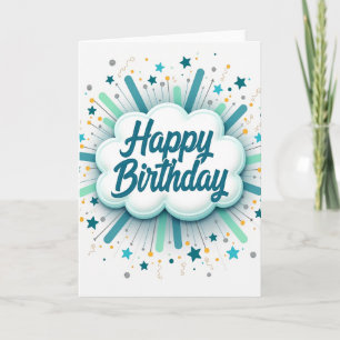 Teal Birthday Cloud Card