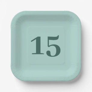 Teal Birthday Number Minimalist Paper Plate