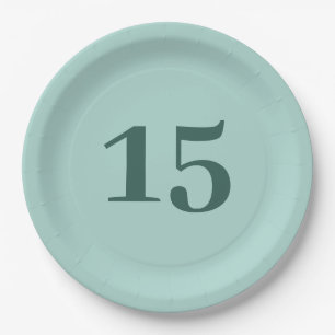 Teal Birthday Number Minimalist Paper Plate