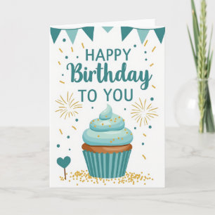 Teal Birthday Wishes Card