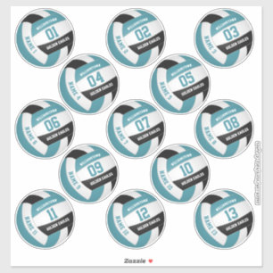 teal black 13 custom players names volleyball