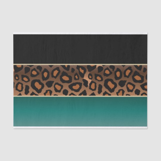 Teal, Black and Jaguar Print Tissue Paper (Front)