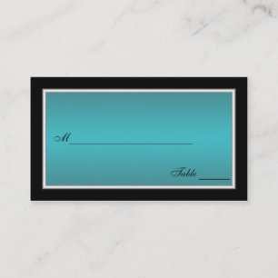Teal, Black, and Silver Placecards