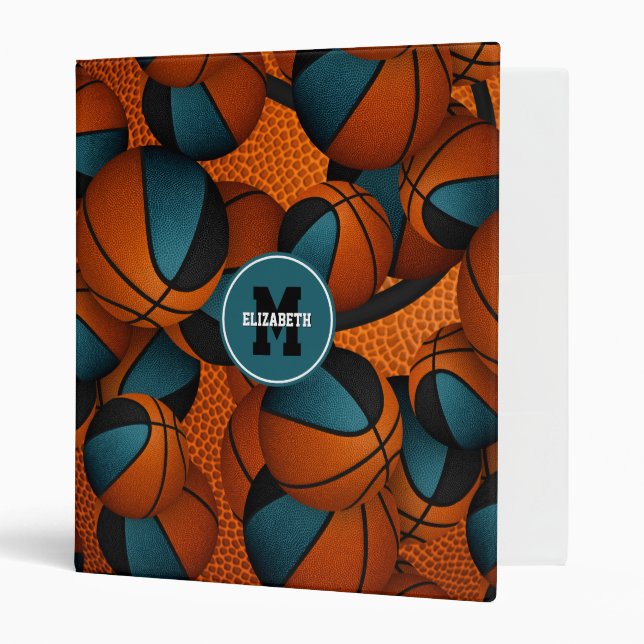 teal black basketball club team colours  binder (Front/Inside)