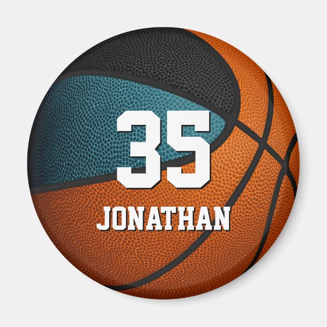 teal black basketball sports team colours magnet (Front)