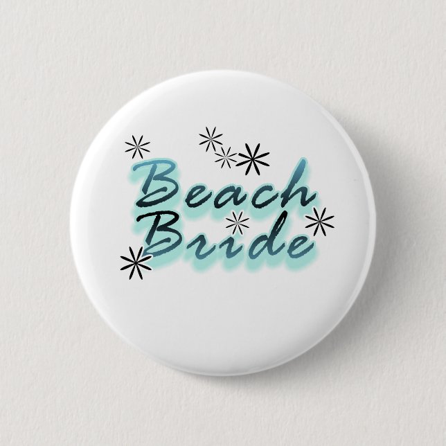 Teal/Black Beach Bride 2 Inch Round Button (Front)