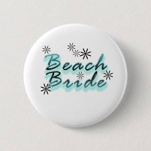 Teal/Black Beach Bride 2 Inch Round Button