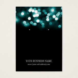 Teal Black Bokeh Lights Custom Earring Card
