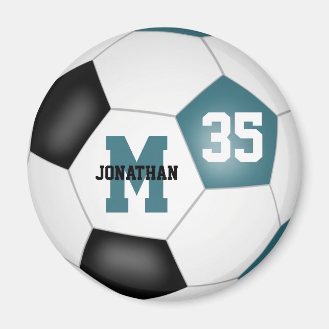 teal black boys girls soccer team colours magnet (Front)