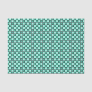 Teal Black Chequerboard Pattern Tissue Paper