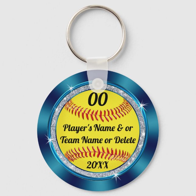 Teal Black Custom Softball Keychains 3 Text Boxes (Front)