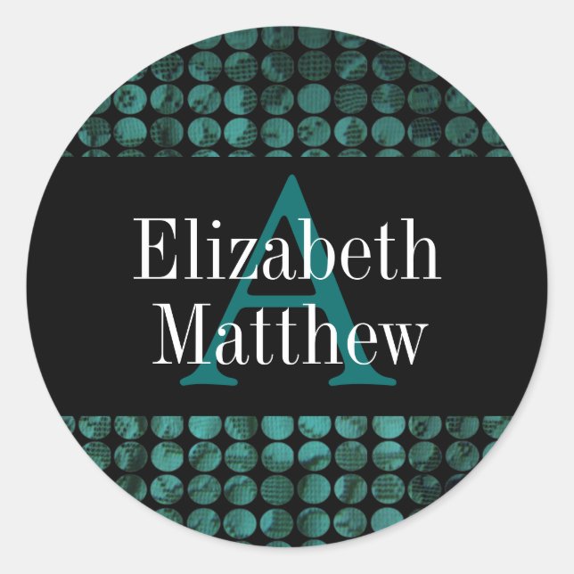 Teal Black Customize Last and First Name Sticker (Front)
