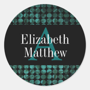 Teal Black Customize Last and First Name Sticker