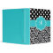 Teal Black Dots Damask Monogram Binder
