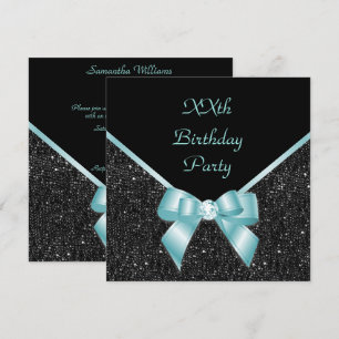 Teal & Black Elegance Birthday Invitation