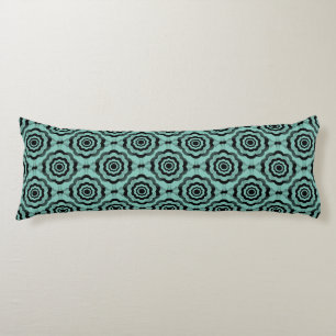 Teal Black Flower Seamless Pattern Body Pillow