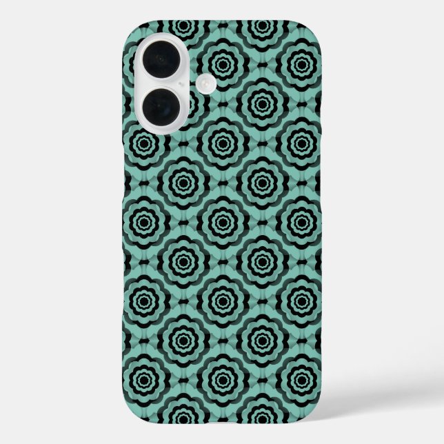 Teal Black Flower Seamless Pattern Case-Mate iPhone Case (Back)