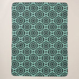 Teal Black Flower Seamless Pattern Sherpa Blanket