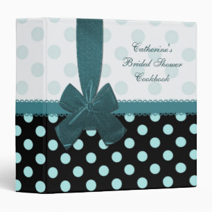 Teal black polka dot Bridal Shower Binder