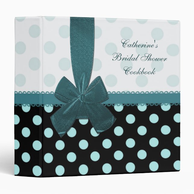 Teal black polka dot Bridal Shower Binder (Front/Spine)