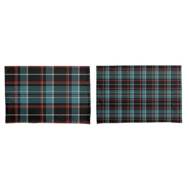 Teal, Black & Red Plaid Pillowcase (Front-Set)
