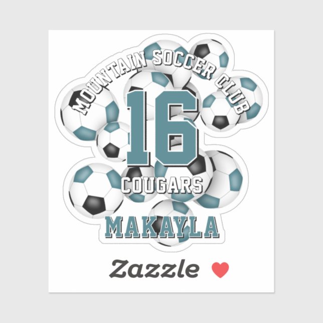 teal black soccer balls cluster team name (Sheet)