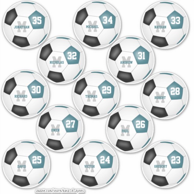 teal black soccer team colours 13 players (Front)