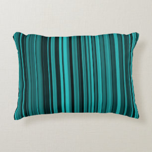 Teal Black Stripes Accent Pillow