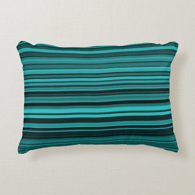 Teal Black Stripes Accent Pillow (Front)