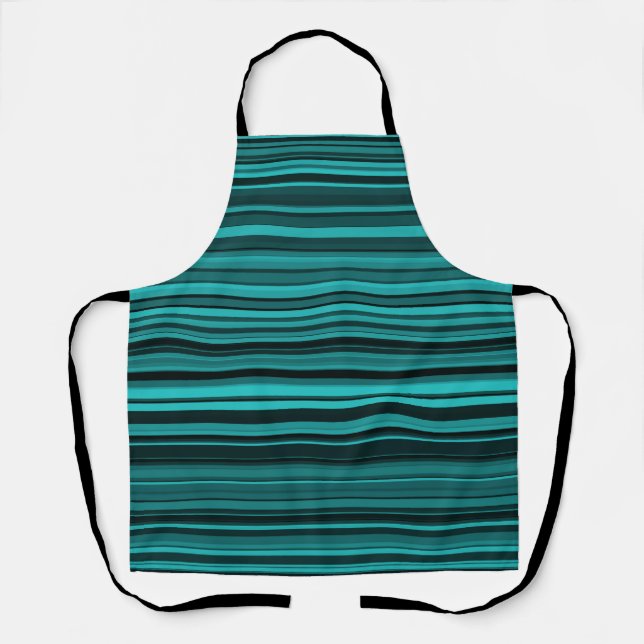 Teal Black Stripes Apron (Front)