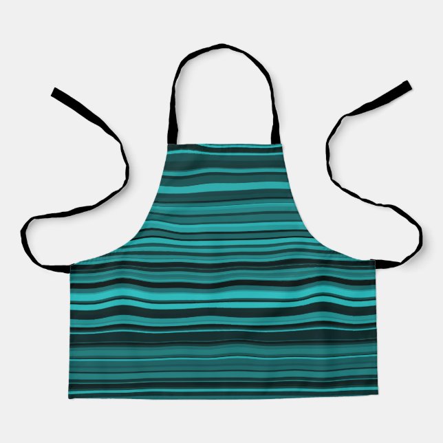 Teal Black Stripes Apron (Front)