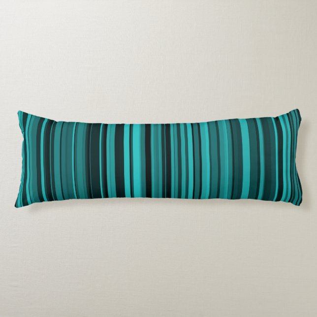 Teal Black Stripes Body Pillow (Front)