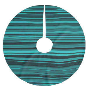Teal Black Stripes Brushed Polyester Tree Skirt