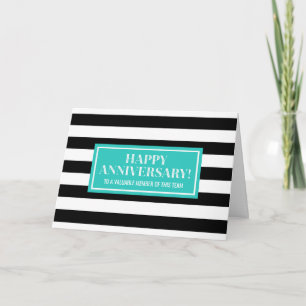 Teal Black Stripes Employee Anniversary Card