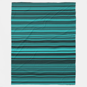 Teal Black Stripes Fleece Blanket
