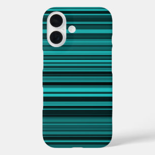 Teal Black Stripes iPhone 16 Case