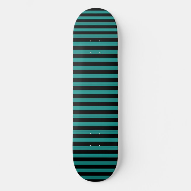 Teal Black Stripes Pattern Skateboard (Front)