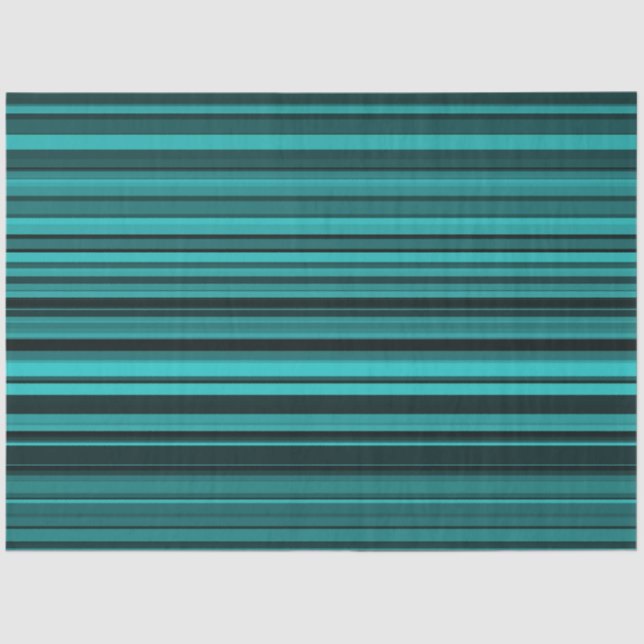 Teal Black Stripes Tissue Paper (Front)