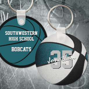 teal black team colours boys girls basketball keychain