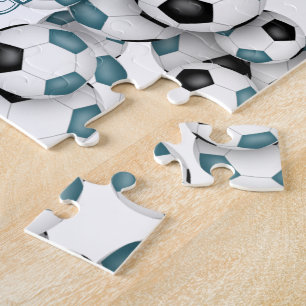 teal black team colours girls boys soccer jigsaw puzzle