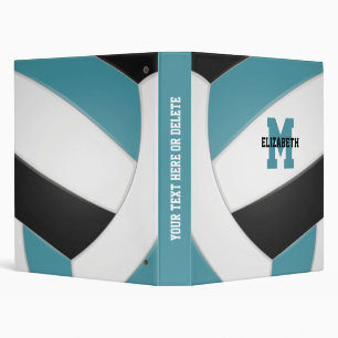 teal black team colours girls boys volleyball binder