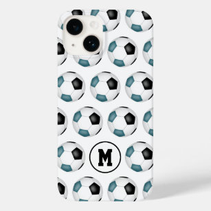 teal black team sports colours soccer balls  Case-Mate iPhone 14 case