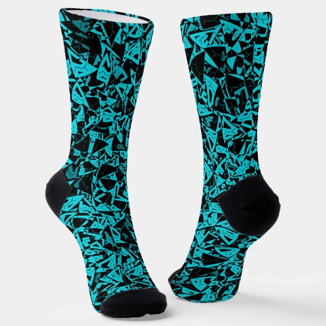 Teal Black Triangle Pattern Socks (Angled)