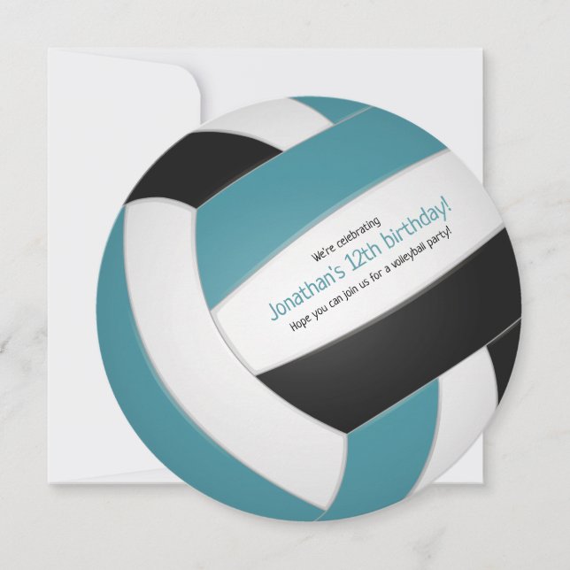 Teal black volleyball celebration kids teens announcement (Front)